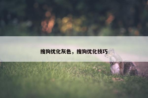 搜狗优化灰色，搜狗优化技巧