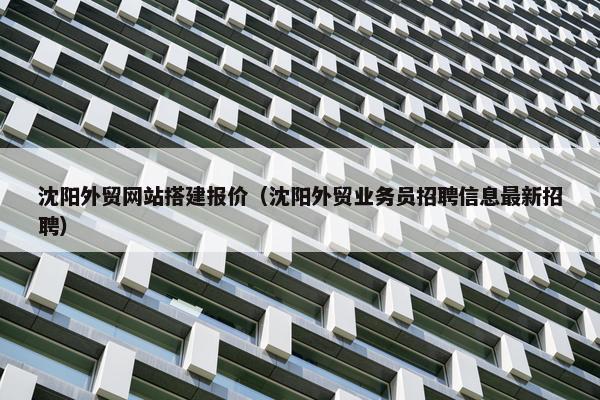 沈阳外贸网站搭建报价（沈阳外贸业务员招聘信息最新招聘）