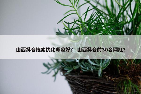 山西抖音搜索优化哪家好？ 山西抖音前30名网红？