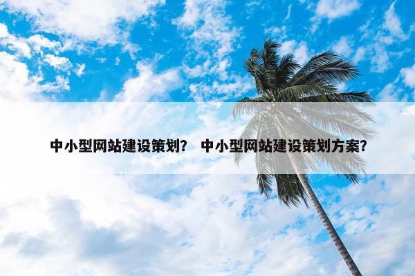 中小型网站建设策划？ 中小型网站建设策划方案？