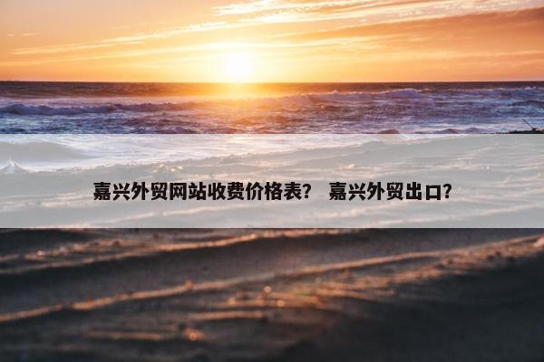 嘉兴外贸网站收费价格表？ 嘉兴外贸出口？