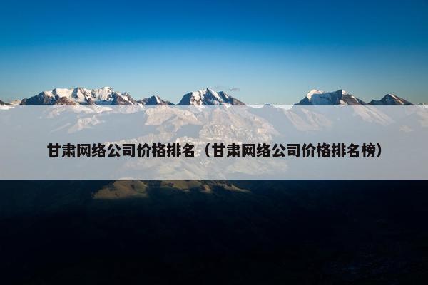 甘肃网络公司价格排名（甘肃网络公司价格排名榜）