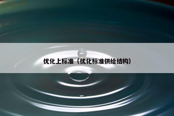 优化上标准（优化标准供给结构）