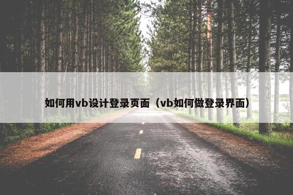如何用vb设计登录页面（vb如何做登录界面）