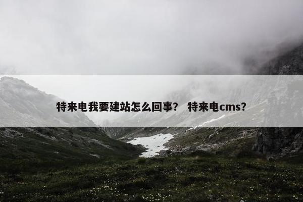 特来电我要建站怎么回事？ 特来电cms？