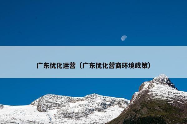 广东优化运营（广东优化营商环境政策）
