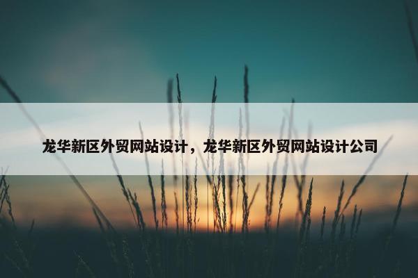 龙华新区外贸网站设计，龙华新区外贸网站设计公司