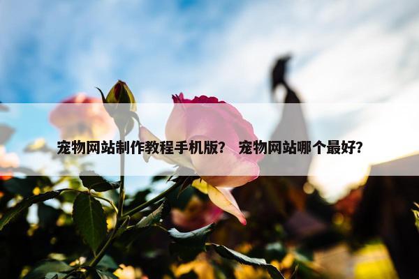 宠物网站制作教程手机版？ 宠物网站哪个最好？