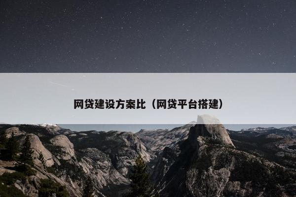 网贷建设方案比（网贷平台搭建）
