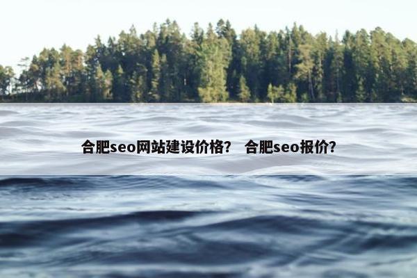 合肥seo网站建设价格？ 合肥seo报价？