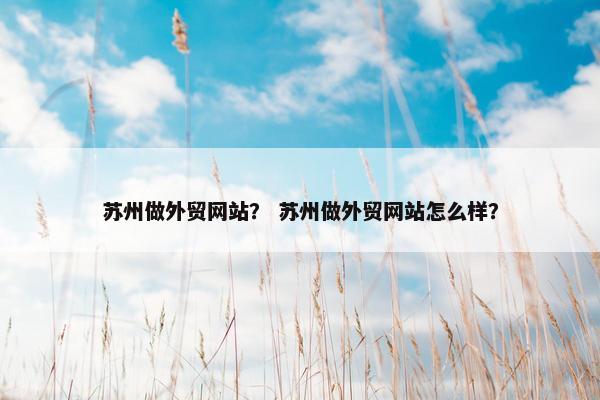 苏州做外贸网站？ 苏州做外贸网站怎么样？