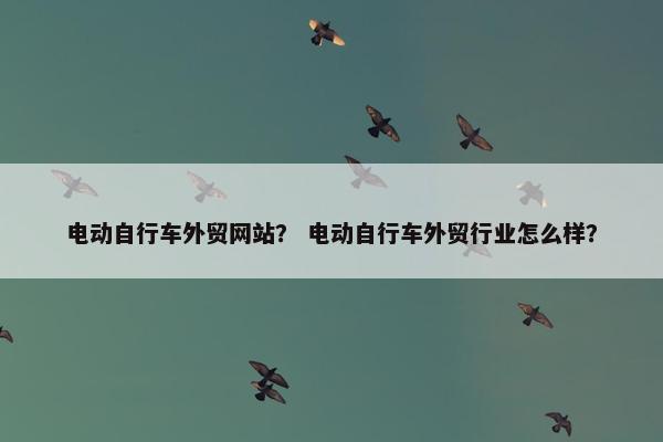 电动自行车外贸网站？ 电动自行车外贸行业怎么样？