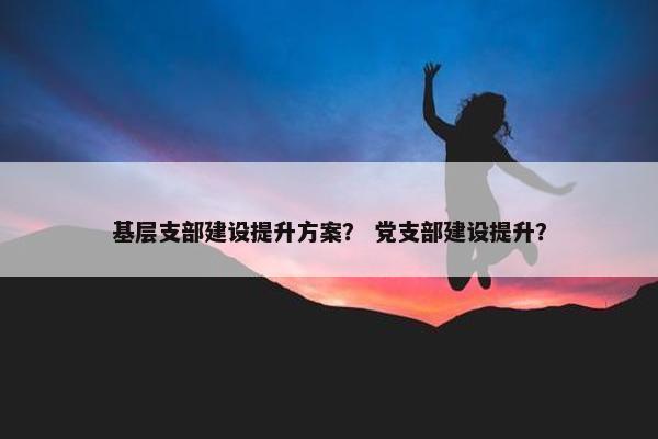 基层支部建设提升方案？ 党支部建设提升？