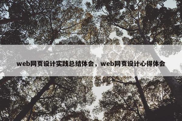 web网页设计实践总结体会，web网页设计心得体会