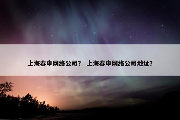 上海春申网络公司？ 上海春申网络公司地址？