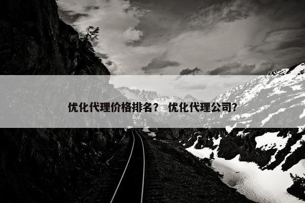 优化代理价格排名？ 优化代理公司？