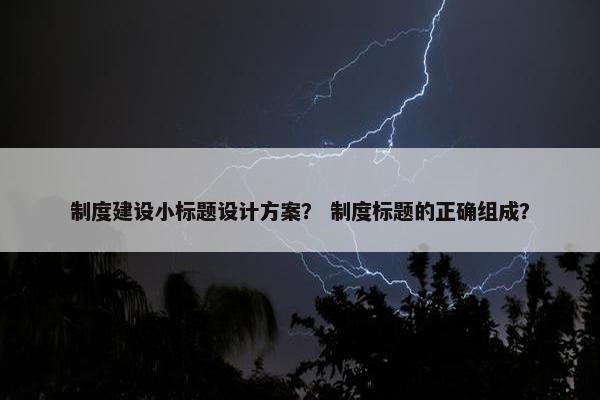 制度建设小标题设计方案？ 制度标题的正确组成？