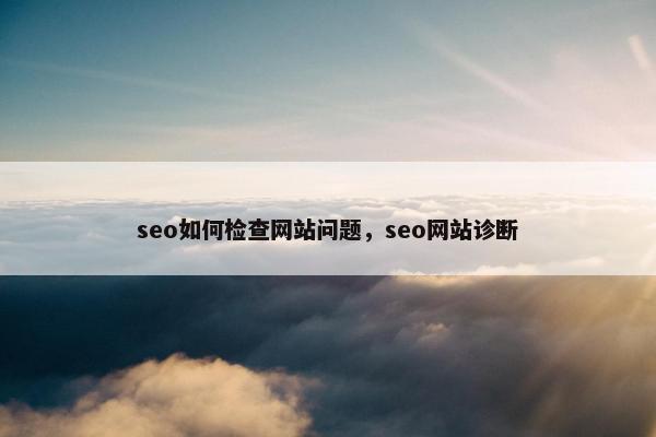 seo如何检查网站问题，seo网站诊断