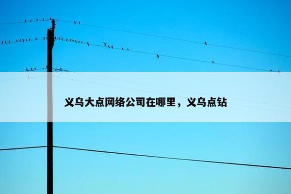 义乌大点网络公司在哪里，义乌点钻