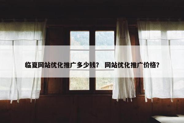 临夏网站优化推广多少钱？ 网站优化推广价格？