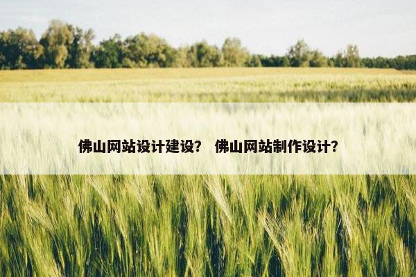 佛山网站设计建设？ 佛山网站制作设计？