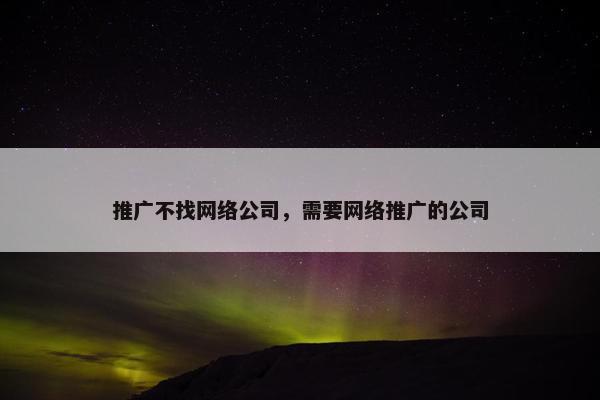 推广不找网络公司，需要网络推广的公司