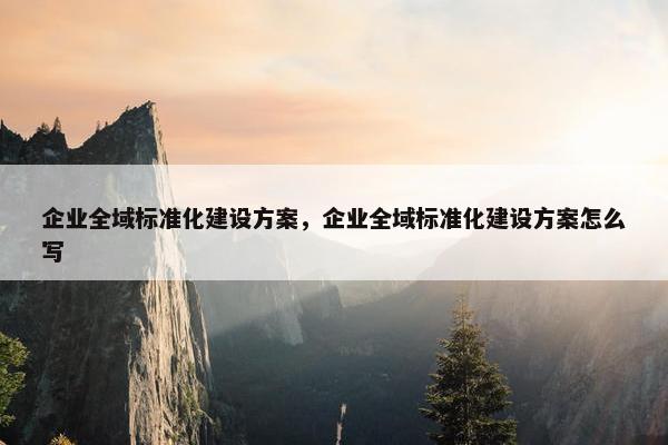 企业全域标准化建设方案，企业全域标准化建设方案怎么写