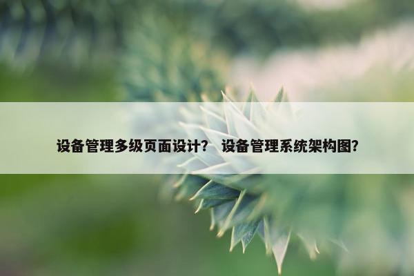 设备管理多级页面设计？ 设备管理系统架构图？