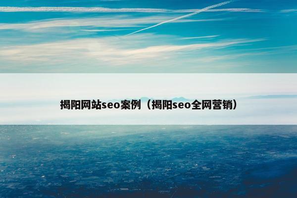 揭阳网站seo案例（揭阳seo全网营销）