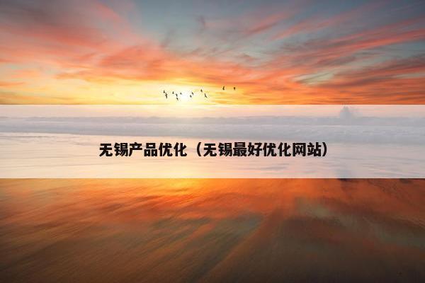 无锡产品优化（无锡最好优化网站）