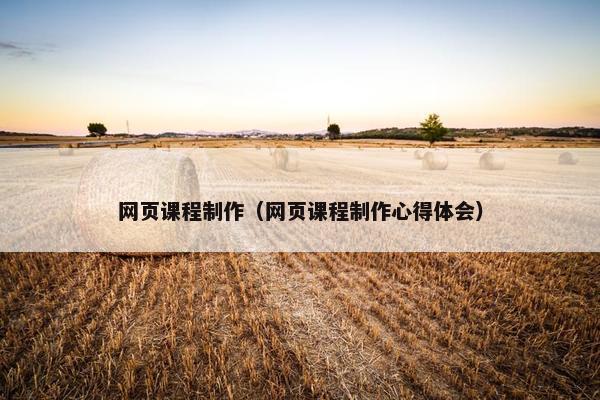 网页课程制作（网页课程制作心得体会）