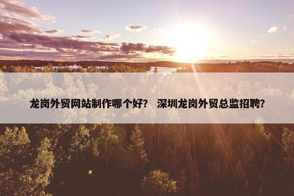 龙岗外贸网站制作哪个好？ 深圳龙岗外贸总监招聘？