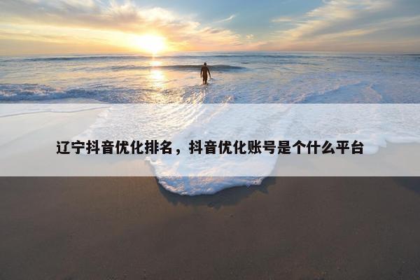 辽宁抖音优化排名，抖音优化账号是个什么平台