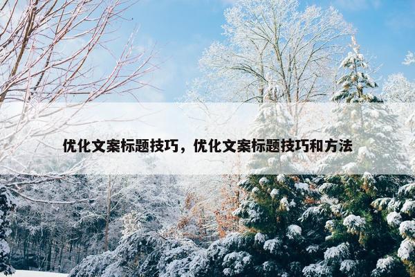 优化文案标题技巧，优化文案标题技巧和方法