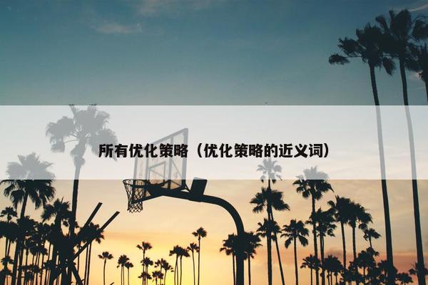 所有优化策略（优化策略的近义词）