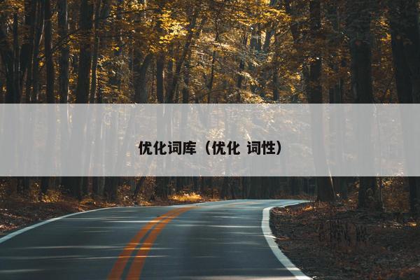 优化词库（优化 词性）