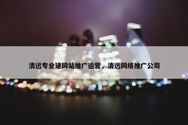 清远专业建网站推广运营，清远网络推广公司