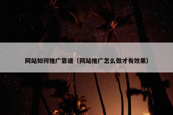 网站如何推广靠谱（网站推广怎么做才有效果）