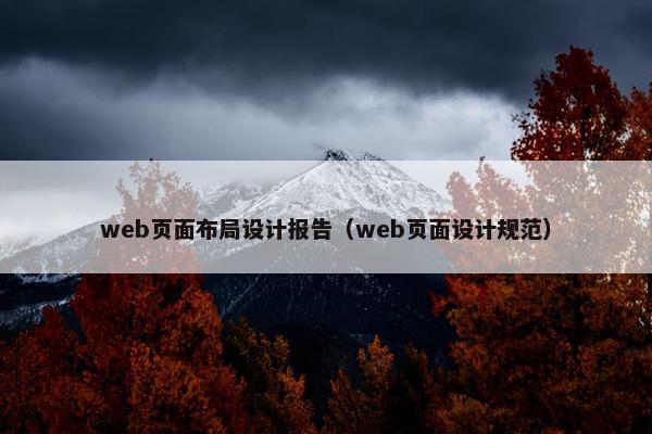 web页面布局设计报告（web页面设计规范）