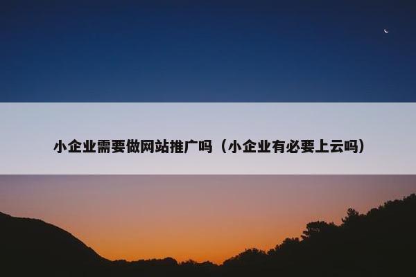 小企业需要做网站推广吗（小企业有必要上云吗）