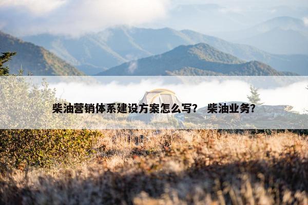 柴油营销体系建设方案怎么写？ 柴油业务？