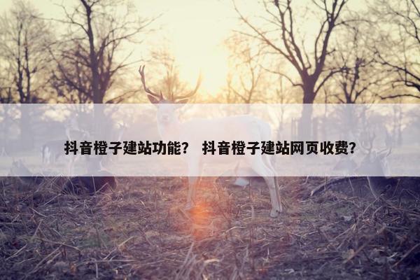 抖音橙子建站功能？ 抖音橙子建站网页收费？