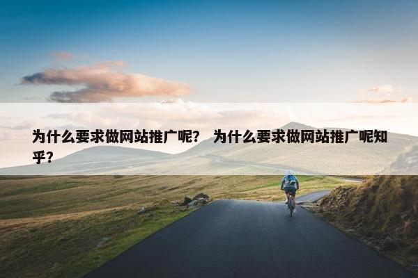 为什么要求做网站推广呢？ 为什么要求做网站推广呢知乎？