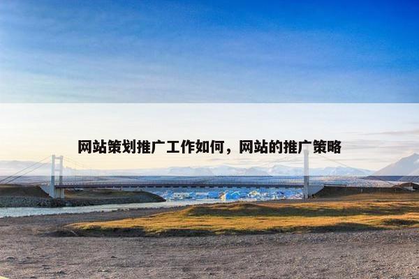 网站策划推广工作如何，网站的推广策略