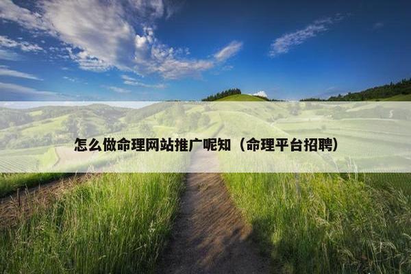 怎么做命理网站推广呢知（命理平台招聘）