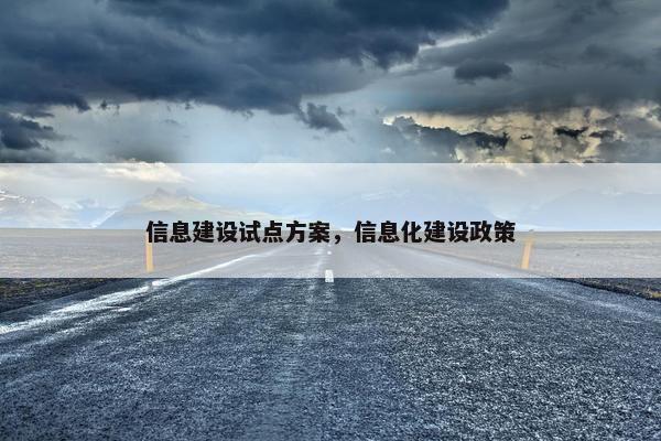 信息建设试点方案，信息化建设政策