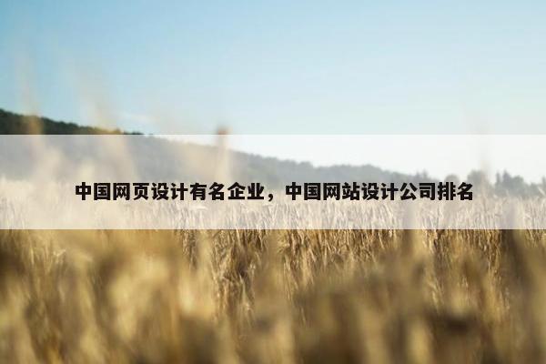 中国网页设计有名企业，中国网站设计公司排名