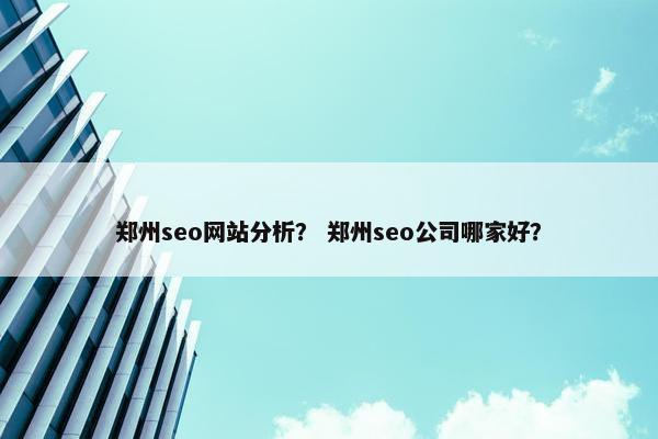 郑州seo网站分析？ 郑州seo公司哪家好？