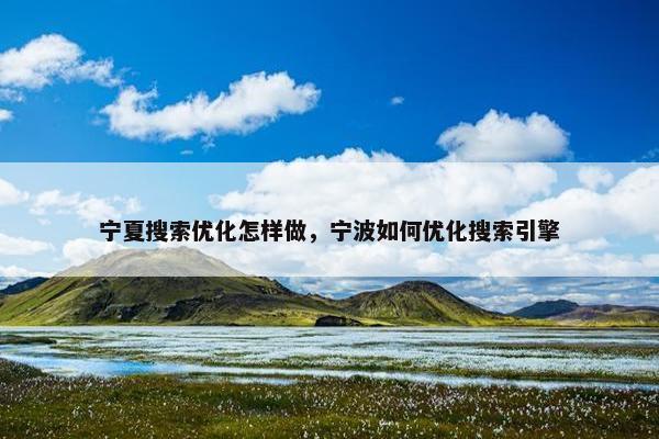 宁夏搜索优化怎样做，宁波如何优化搜索引擎