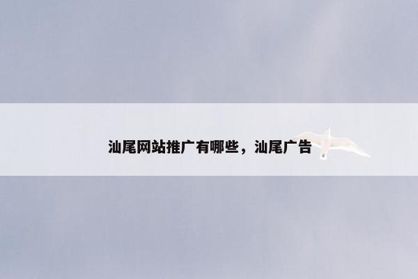 汕尾网站推广有哪些，汕尾广告